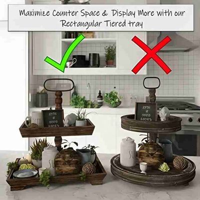 Aanpassing Boerderij Houten 2 Tier Tray Stand voor het serveren van voedsel Fruit Cupcakes Square Tier in Restaurant Home Cake