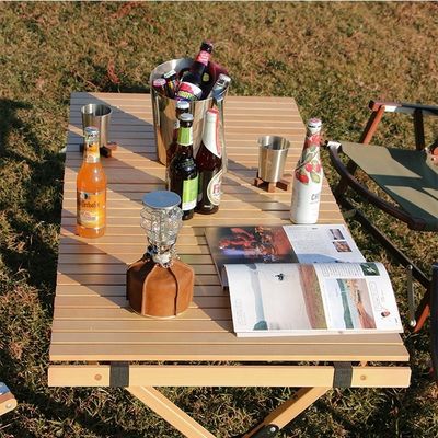 Outdoor massief hout ei roll picnic eettafel voor gemakkelijke montage en reiniging