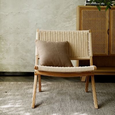 Houten patio buiten en woonkamer opvouwbare stoelen met natuurlijke rattan geweven vakmanschap