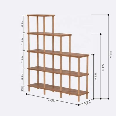 Woonkamer Boekenplank van massief hout Boekenplank van beuk hout Minimalistisch houten boekenplank met opvouwbare planken