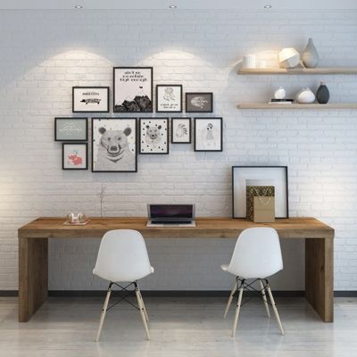 Moderne ontwerp computer bureau en conferentietafel van massief hout voor samenwerkingsverband