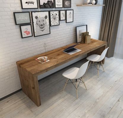 Moderne ontwerp computer bureau en conferentietafel van massief hout voor samenwerkingsverband