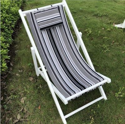 Algemeen Buitenmeubilair Moderne ontwerp Verstelbare hoogte Opvouwbare houten strandstoel met kussen in meerdere kleuren
