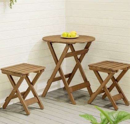 Draagbare bamboe houten picknickwijnbak met opvouwbare benen Lichte luxe noordelijke balkon lage tafel voor buitenvermaak