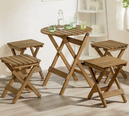 Draagbare bamboe houten picknickwijnbak met opvouwbare benen Lichte luxe noordelijke balkon lage tafel voor buitenvermaak