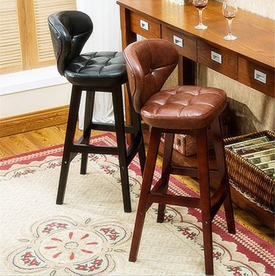 Postverpakking Y Moderne antieke gepoleerde houten bar stoel krukken leer hoge stoel voor bar tafel op betaalbare prijs