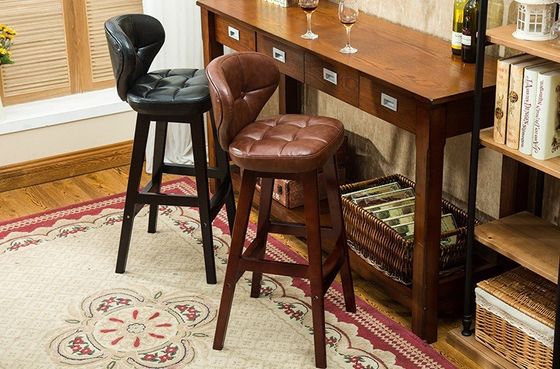 Postverpakking Y Moderne antieke gepoleerde houten bar stoel krukken leer hoge stoel voor bar tafel op betaalbare prijs