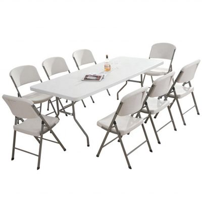 Postverpakking Y Keuken Tuin Buiten Witte kunststof opvouwbare tafels en stoelen voor onkruidplanten