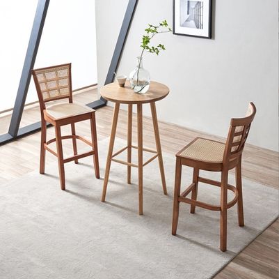 Custom Kitchen Bar Chair Solid Wood Leg Cane Counter Stool 43cm*43cm*109cm Gewichtslimiet 100KG