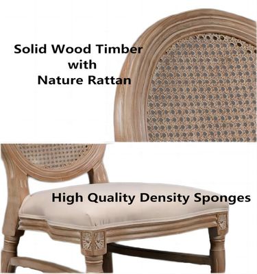 Diner Banket Event Frans Stijl Rattan Back Solid Wood Louis Stoel Stapelbare stoelen Antieke Houten Stoel Moderne 100