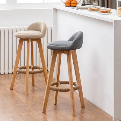 Bedrijfsmeubelen Moderne hoge barkruk met massief houten frame en stoel van stof