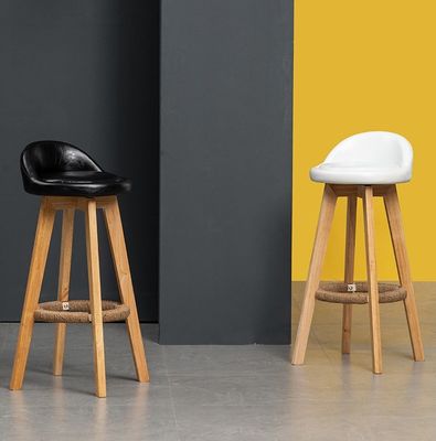 Bedrijfsmeubelen Moderne hoge barkruk met massief houten frame en stoel van stof