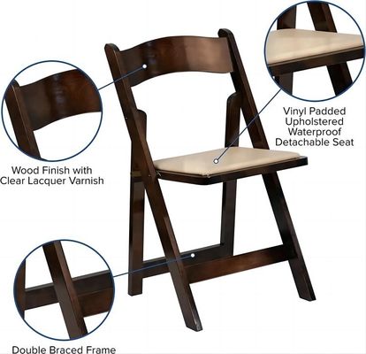 Hotel Evenement Gebruik Houten vouwstoelen voor bruiloften Populaire kleuren Wit Hotel Banket Dining