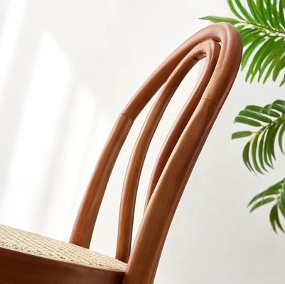 Gebogen houten frame moderne stijl noordelijke barkruk rotan stoel voor restaurant