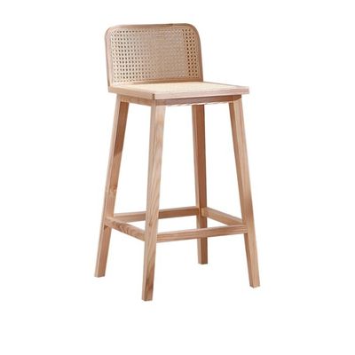 W46*D46*H93cm Barmeubelen Nordic Rattan Chair High Legs Chair Bar Stool Houten stoel voor de bar