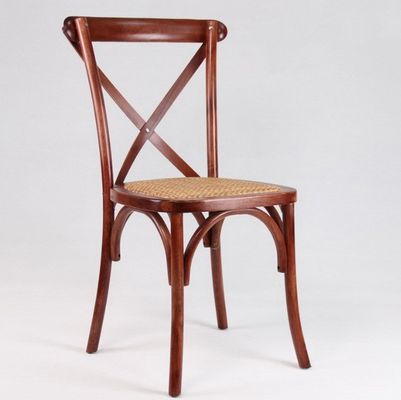 Rattan Cross Back Chair voor eetkamer Huwelijk Moderne houten stoel in bruin/natuurlijk/wit/rode wijn 25 dagen levering