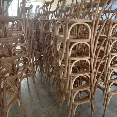 Rattan Cross Back Chair voor eetkamer Huwelijk Moderne houten stoel in bruin/natuurlijk/wit/rode wijn 25 dagen levering
