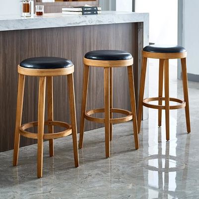 Specifieke barstoel nieuwste ontwerp Hout Moderne gepoleerde ronde hoge stoelen voor klassiek design