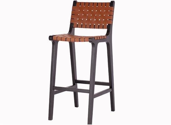 Moderne stijl Hoog massief houten bar stoel voor Nordic Fashion Bistro zadel leer