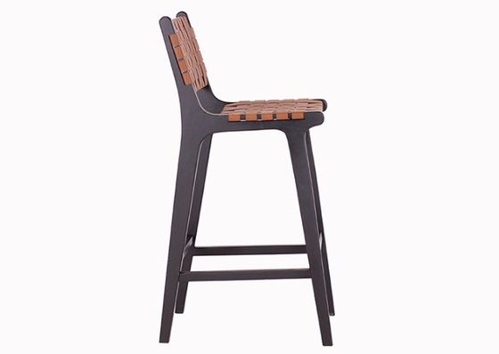 Moderne stijl Hoog massief houten bar stoel voor Nordic Fashion Bistro zadel leer