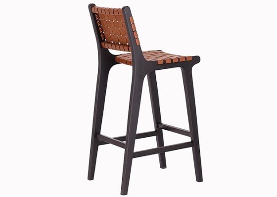 Moderne stijl Hoog massief houten bar stoel voor Nordic Fashion Bistro zadel leer