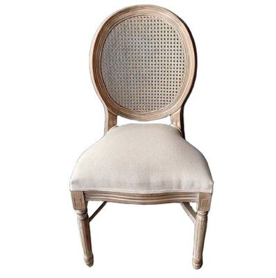 French Vintage Style Wood Dining Fabric Wood Stackable Wedding Wooden Chair with Nitrolacquer Finish Stevig en Duurzaam