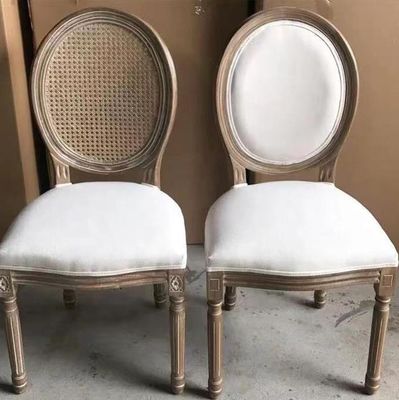 French Vintage Style Wood Dining Fabric Wood Stackable Wedding Wooden Chair with Nitrolacquer Finish Stevig en Duurzaam