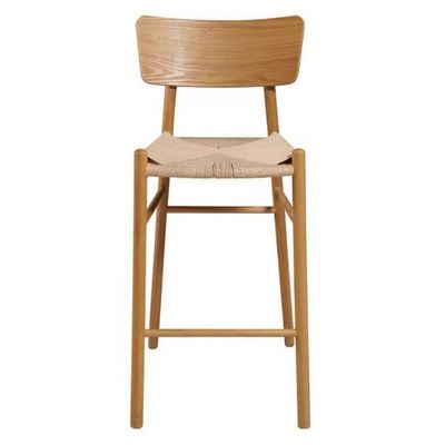 Solid Wood Nordic High Chair met natuurlijke touw rugleuning en gewichtslimiet van 250 kg voor een comfortabele zitbeleving