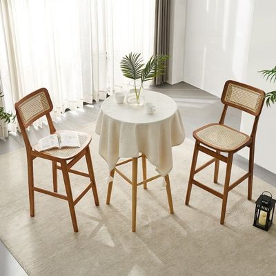 Solid Wood Nordic High Chair met natuurlijke touw rugleuning en gewichtslimiet van 250 kg voor een comfortabele zitbeleving