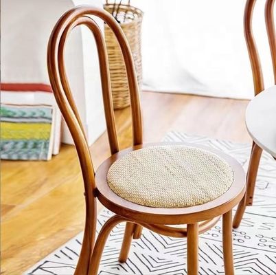 Massivhouten retro gebogen rugleuning Rattan stoel Eetstoel in zwart/wit/noot/lichte nootkleur voor huishoudelijk meubilair