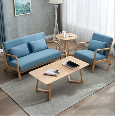 Woonkamer Sofa Set Meubelen Afgezet Armsteun Houten stoel met modern ontwerp en diepbruin/cremig wit/blauw/grijze kleur