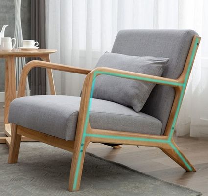 Woonkamer Sofa Set Meubelen Afgezet Armsteun Houten stoel met modern ontwerp en diepbruin/cremig wit/blauw/grijze kleur