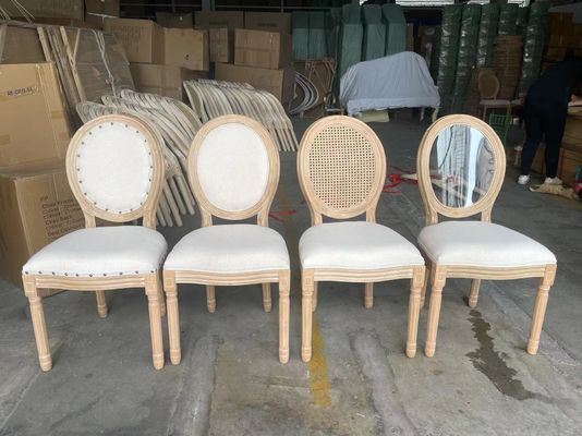 Rubberen houten frame materiaal Nordic Polster Banket Louis stoel voor woonkamer bruiloften