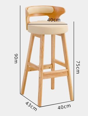 Nordic Modern Simple Wood Bar High Chair Natuurlijke massieve houten kruk binnen recreatieve faciliteiten en hoge kruk