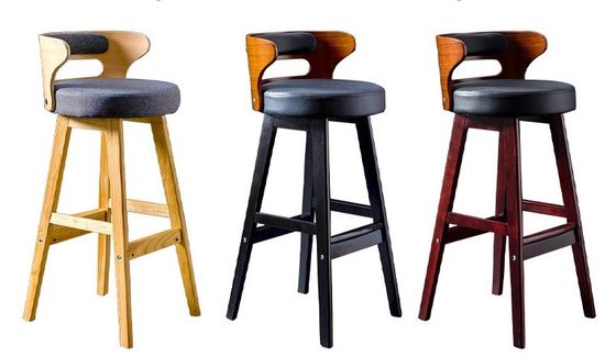 Nordic Modern Simple Wood Bar High Chair Natuurlijke massieve houten kruk binnen recreatieve faciliteiten en hoge kruk