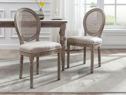 Hotelmeubelen Klassieke stijl Rattan Back Banquet Moderne Nordic Chair 50pcs Polstered Solid Wood Wedding Chair voor Evenementen