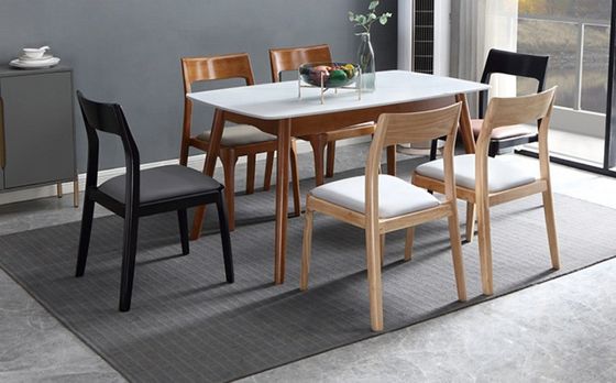 Moderne design Moderne Noorse stapelbare eettafel van eikennoot Houten restaurant eettafels voor huishoudelijk meubilair