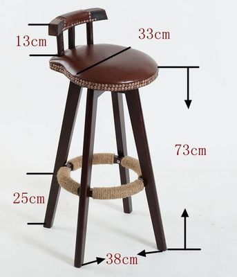 Barmeubilair Vintage Hoogstoel Barkruk van massief hout met gelakte rugleuning