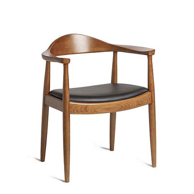 Korte been Nordic Restaurant Gebruikte houten imitatie van teakhouten eetstoel met vinyl bekleding