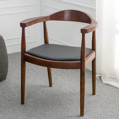 Korte been Nordic Restaurant Gebruikte houten imitatie van teakhouten eetstoel met vinyl bekleding