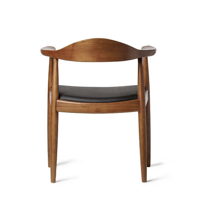 Korte been Nordic Restaurant Gebruikte houten imitatie van teakhouten eetstoel met vinyl bekleding