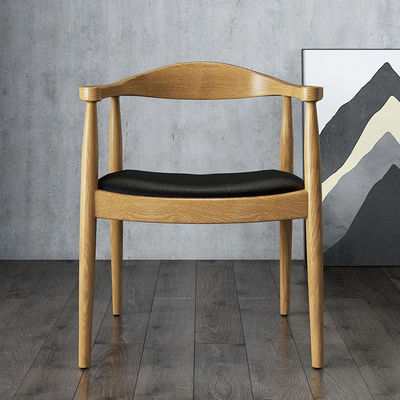Korte been Nordic Restaurant Gebruikte houten imitatie van teakhouten eetstoel met vinyl bekleding