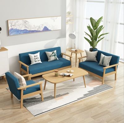 Moderne gepolsterde houten sofa sets meubels voor woonkamer in 64/113/157cm*59cm*71/101/146cm