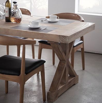 Op maat gemaakte luxe Franse massieve pijnboom hout restaurant eetkamer tafel set