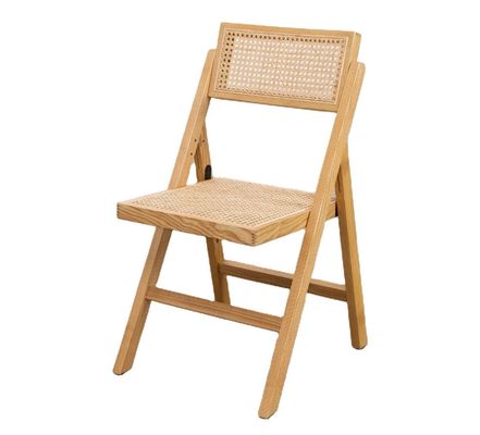 Restaurant Hotel Nordic Moderne natuurlijke rottang vouwbare stoel van massief hout voor eetkamermeubilair