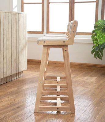 Natuurlijke kleur Afneembare vintage gepoleerde massieve houten barkruk voor pub