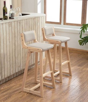 Natuurlijke kleur Afneembare vintage gepoleerde massieve houten barkruk voor pub