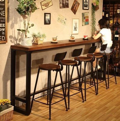 Home Bar Rustieke metalen raam Eettafels Hoog rechthoekig Hout Keuken Bar Tafel kruk