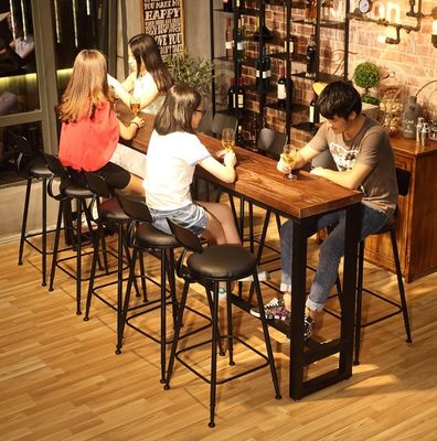 Home Bar Rustieke metalen raam Eettafels Hoog rechthoekig Hout Keuken Bar Tafel kruk