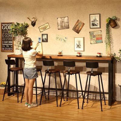 Home Bar Rustieke metalen raam Eettafels Hoog rechthoekig Hout Keuken Bar Tafel kruk